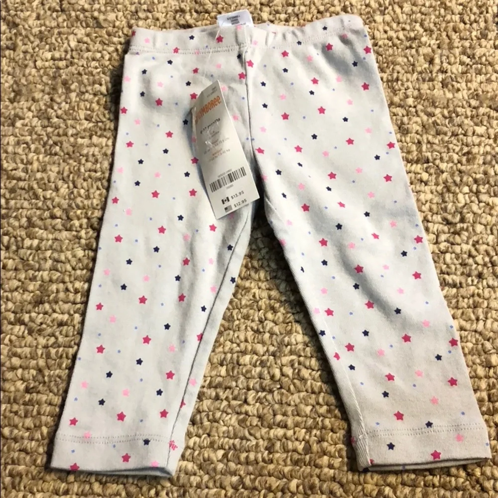 Gymboree‎ 6-12mo silver pink star patterned leggings NWT